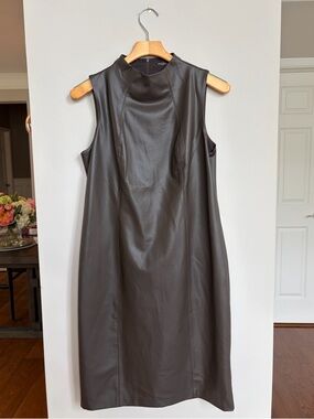 J. McLaughlin Delmar Vegan Faux Leather Shift Dress Minimalist